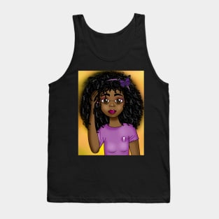 melanin poppin digital art cute anime style drawing Tank Top